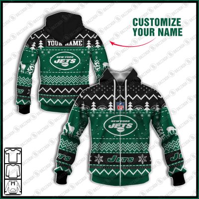 Xmas NFL New York Jets Personalize name Unisex Sweatshirt , Freece Hoodie, Freece Zipper Hoodie Gift For Thanksgiving Christmas New Year