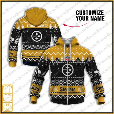 Xmas NFL Pittsburgh Steelers Personalize name Unisex Sweatshirt , Freece Hoodie, Freece Zipper Hoodie Gift For Thanksgiving Christmas New Year