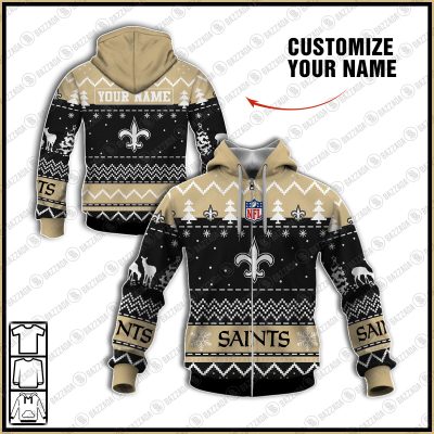 Xmas NFL New Orleans Saints Personalize name Unisex Sweatshirt , Freece Hoodie, Freece Zipper Hoodie Gift For Thanksgiving Christmas New Year