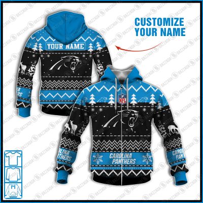 Xmas NFL Carolina Panthers Personalize name Unisex Sweatshirt , Freece Hoodie, Freece Zipper Hoodie Gift For Thanksgiving Christmas New Year