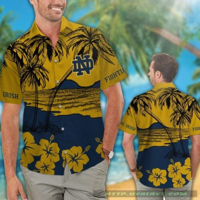 Notre Dame Fighting Irish Hibiscus Hawaiian Shirt Beach Short - Hot Sale 2025