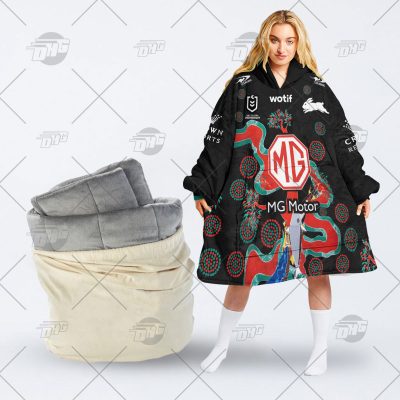 Personalised Indigenous Jersey NRL South Sydney Rabbitohs oodie blanket hoodie snuggie hoodies for all family