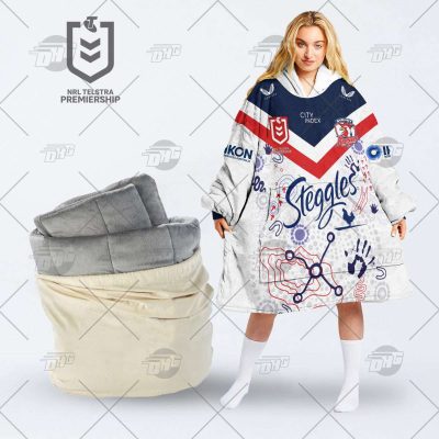 Personalised Indigenous Jersey NRL Sydney Roosters oodie blanket hoodie snuggie hoodies for all family