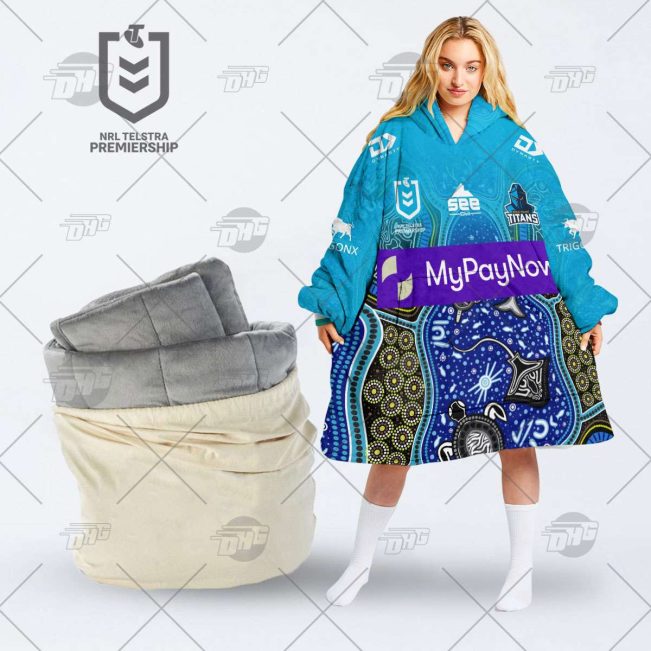 Personalised Indigenous Jersey NRL Gold Coast Titans oodie blanket hoodie snuggie hoodies for all family