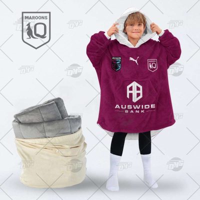 Personalise State of Origin series Queensland Maroons QRL 2022 Jersey oodie blanket hoodie snuggie hoodies