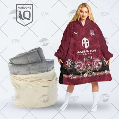Personalise State of Origin series Queensland Maroons QRL Indigenous Training Jersey oodie blanket hoodie snuggie hoodies