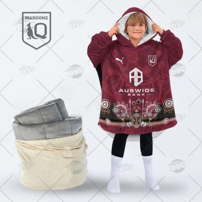 Personalise State of Origin series Queensland Maroons QRL Indigenous Training Jersey oodie blanket hoodie snuggie hoodies
