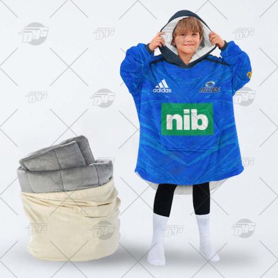 Personalised Super Rugby AUCKLAND BLUES oodie blanket hoodie snuggie hoodies
