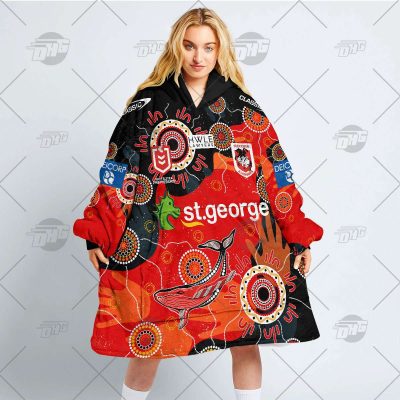 Personalised Indigenous Jersey NRL St. George Illawarra Dragons oodie blanket hoodie snuggie hoodies