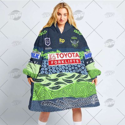 Personalised Indigenous Jersey NRL Canberra Raiders oodie blanket hoodie snuggie hoodies