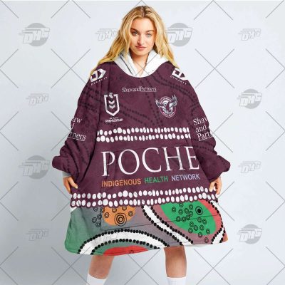 Personalised Indigenous Jersey NRL Manly Warringah Sea Eagles oodie blanket hoodie snuggie hoodies