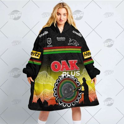 Personalised Indigenous Jersey NRL Penrith Panthers oodie blanket hoodie snuggie hoodies