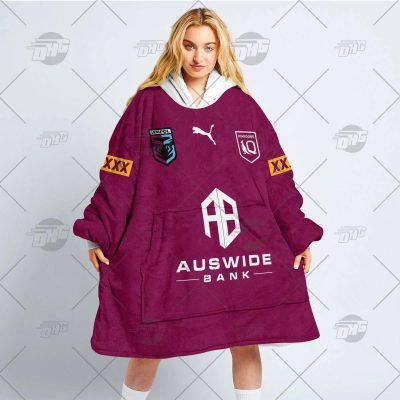 Personalise State of Origin series Queensland Maroons QRL 2022 Jersey oodie blanket hoodie snuggie hoodies