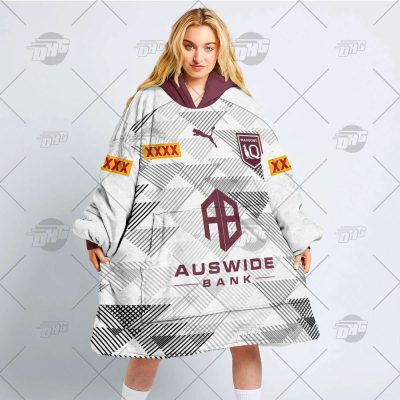 Personalise State of Origin series Queensland Maroons QRL 2022 Training Jersey oodie blanket hoodie snuggie hoodies