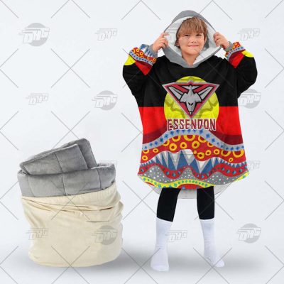 AFL Dinky Di Essendon Bombers Lover Aboriginal Flag x Indigenous oodie blanket hoodie snuggie
