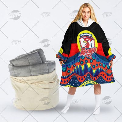 NRL Dinky Di Sydney Roosters Lover Aboriginal Flag x Indigenous oodie blanket hoodie snuggie