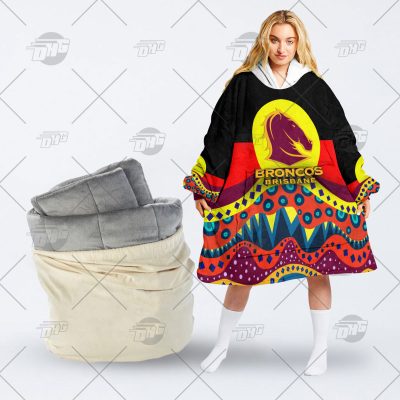 NRL Dinky Di Brisbane Broncos Lover Aboriginal Flag x Indigenous oodie blanket hoodie snuggie