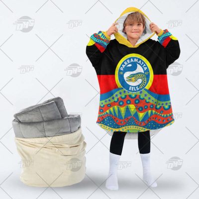 NRL Dinky Di Parramatta Eels Lover Aboriginal Flag x Indigenous oodie blanket hoodie snuggie