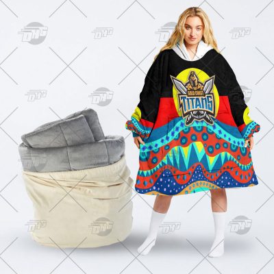 NRL Dinky Di Gold Coast Titans Lover Aboriginal Flag x Indigenous oodie blanket hoodie snuggie