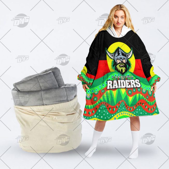 NRL Dinky Di Canberra Raiders Lover Aboriginal Flag x Indigenous oodie blanket hoodie snuggie