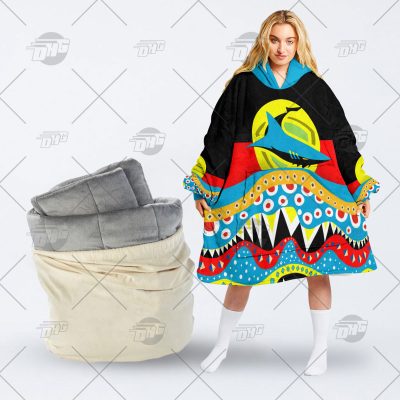 NRL Dinky Di Cronulla-Sutherland Sharks Lover Aboriginal Flag x Indigenous oodie blanket hoodie snuggie