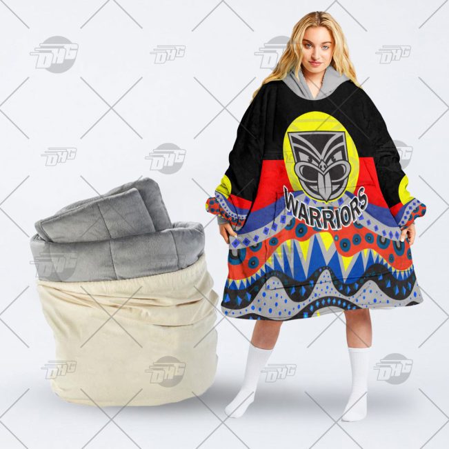 NRL Dinky Di New Zealand Warriors Lover Aboriginal Flag x Indigenous oodie blanket hoodie snuggie