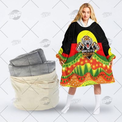 NRL Dinky Di Wests Tigers Lover Aboriginal Flag x Indigenous oodie blanket hoodie snuggie