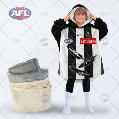 Personalise AFL Collingwood Magpies Indigenous oodie blanket hoodie snuggie hoodies