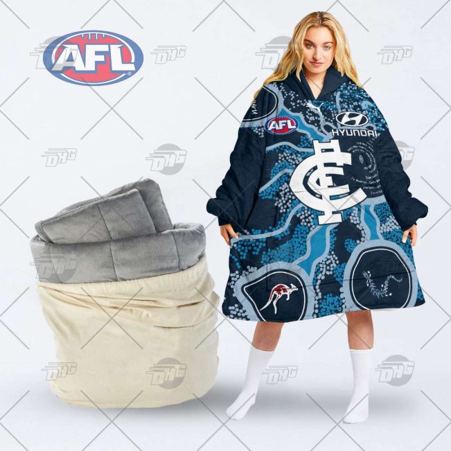 Personalise AFL Carlton Football Club Indigenous oodie blanket hoodie snuggie hoodies men women kid