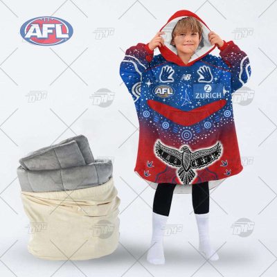 Personalise AFL Melbourne Demons Narrm Football Club Indigenous oodie blanket hoodie snuggie hoodies for family adult kid