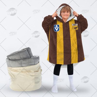 Personalised Hawthorn Football Club Vintage Retro AFL Guernsey 90s oodie blanket hoodie snuggie hoodies