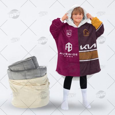 Personalise QLD Maroons To NRL Brisbane Broncos Half and Half Split Jersey 2022 oodie blanket hoodie snuggie