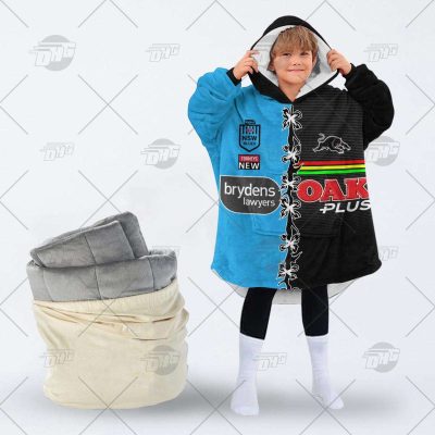 Personalise SOO NSW Blues To NRL Penrith Panthers Half and Half Split oodie blanket hoodie snuggie