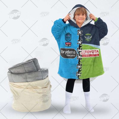 Personalise SOO NSW Blues To NRL Canberra Raiders Half and Half Split oodie blanket hoodie snuggie