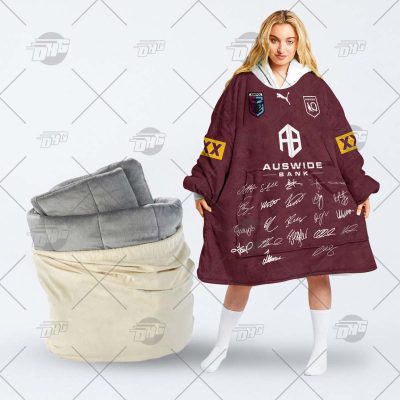 SOO Series 2022 QLD Maroons Champions Jersey with Team Signature oodie blanket hoodie snuggie hoodies