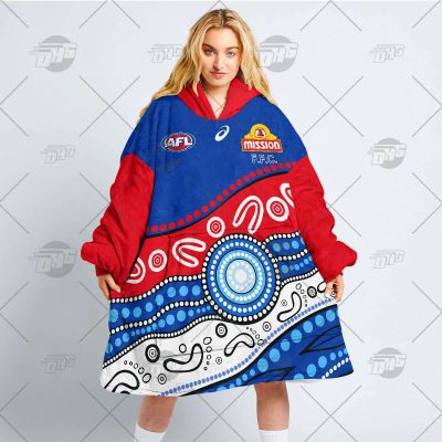 Personalise AFL Western Bulldogs Indigenous oodie blanket hoodie snuggie hoodies