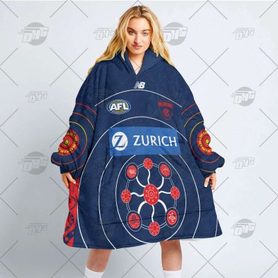 Personalize AFL Melbourne Demons 2022 Indigenous Run Out oodie blanket hoodie snuggie hoodies