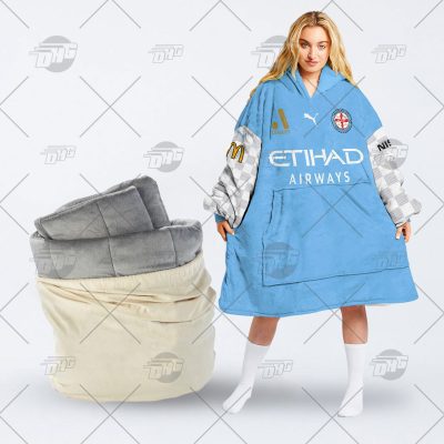 Personalised A league Jersey Melbourne City oodie blanket hoodie snuggie hoodies