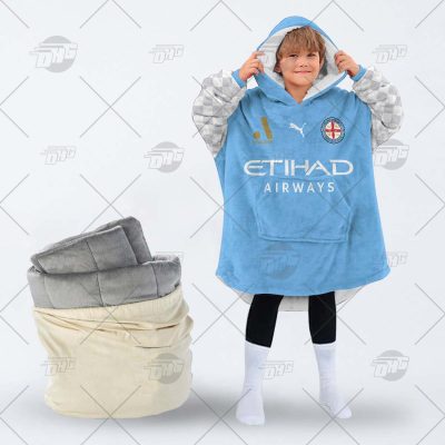 Personalised A league Jersey Melbourne City oodie blanket hoodie snuggie hoodies