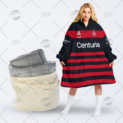 Personalised A league Jersey Western Sydney Wanderers oodie blanket hoodie snuggie hoodies