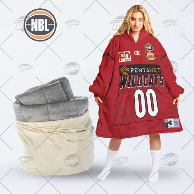 Personalised NBL Jersey Perth Wildcats oodie blanket hoodie snuggie hoodies