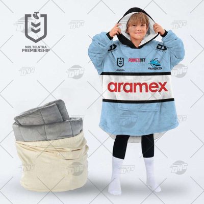 Personalized NRL Cronulla-Sutherland Sharks oodie blanket hoodie snuggie hoodies for all family