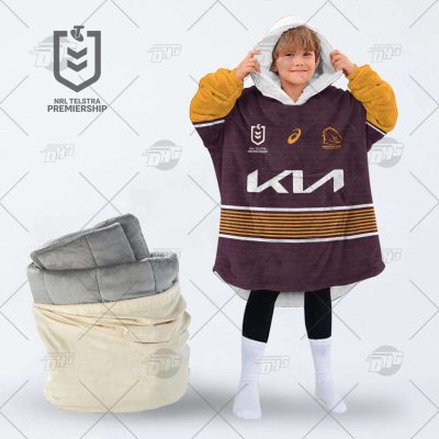 Personalized NRL Brisbane Broncos oodie blanket hoodie snuggie hoodies for all family
