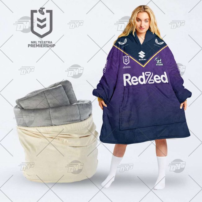 Personalized NRL Melbourne Storm oodie blanket hoodie snuggie hoodies for all family