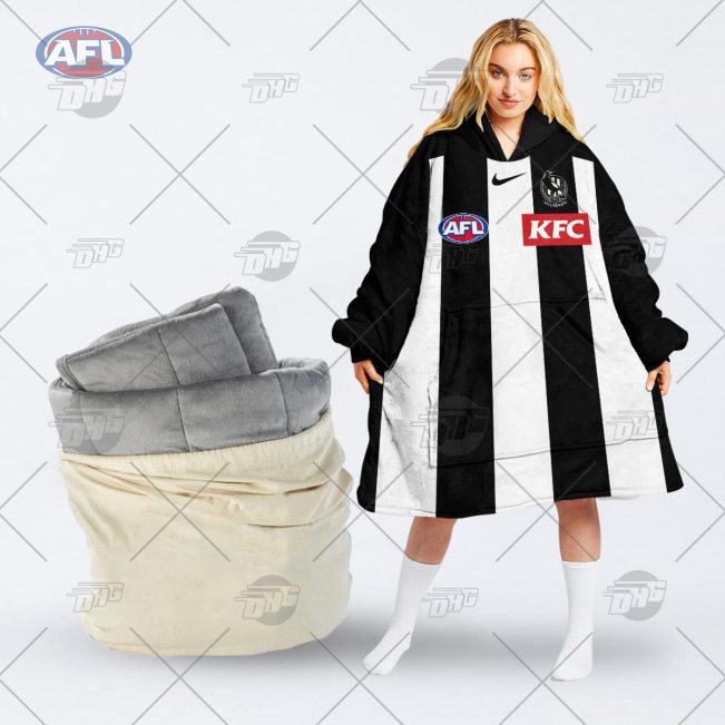 Personalised AFL Jersey Collingwood Football Club oodie blanket hoodie snuggie hoodies