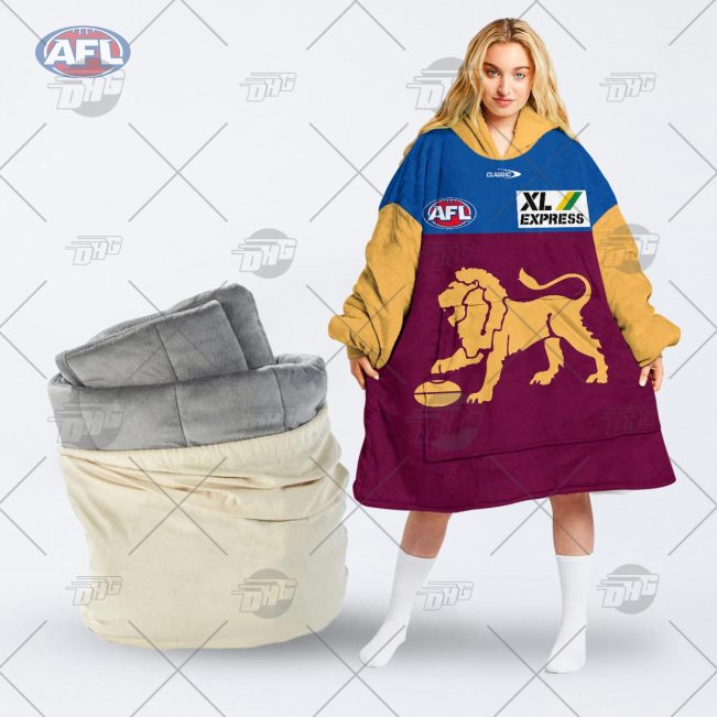 Personalised AFL Jersey Brisbane Lions oodie blanket hoodie snuggie hoodies