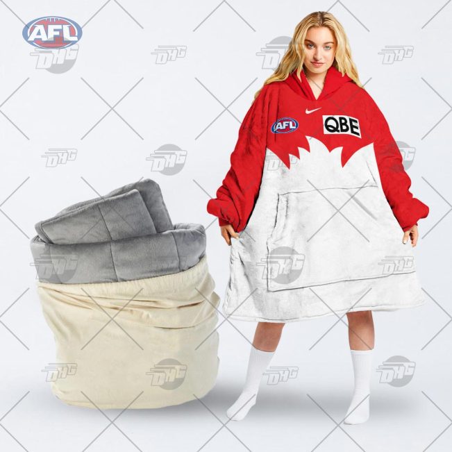 Personalised AFL Jersey Sydney Swans oodie blanket hoodie snuggie hoodies