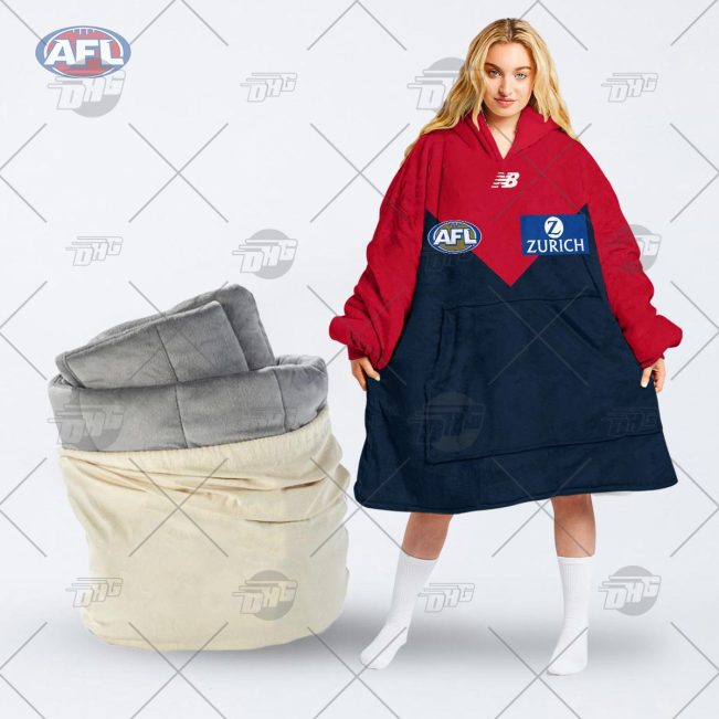 Personalised AFL Jersey Melbourne Football Club oodie blanket hoodie snuggie hoodies