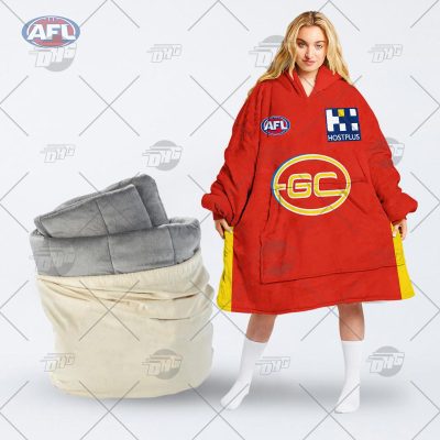 Personalised AFL Jersey Gold Coast Suns Football Club oodie blanket hoodie snuggie hoodies