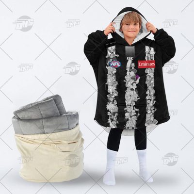 Personalised AFL The Simpsons Jersey Collingwood Magpies oodie blanket hoodie snuggie hoodies